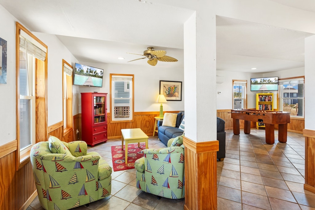 Have some fun in the Game Room with a Foosball Table and a downstairs Living Area.