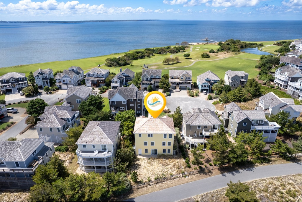 Aerial: Stunning aerial view showcases this soundside gem in the heart of Nags Head.