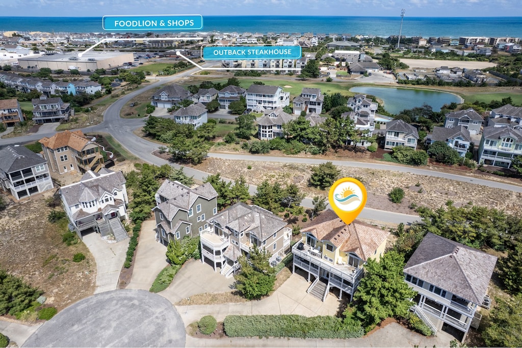 Aerial: Stunning aerial view showcases this soundside gem in the heart of Nags Head.