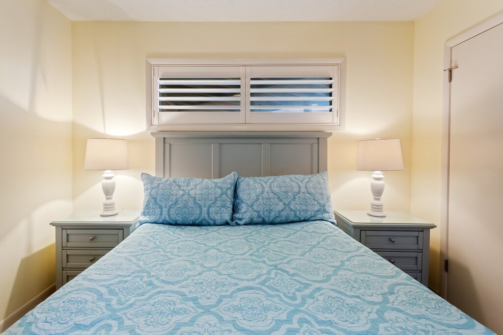 The Queen Master Bedroom offers a calm and quiet retreat for your vacation.