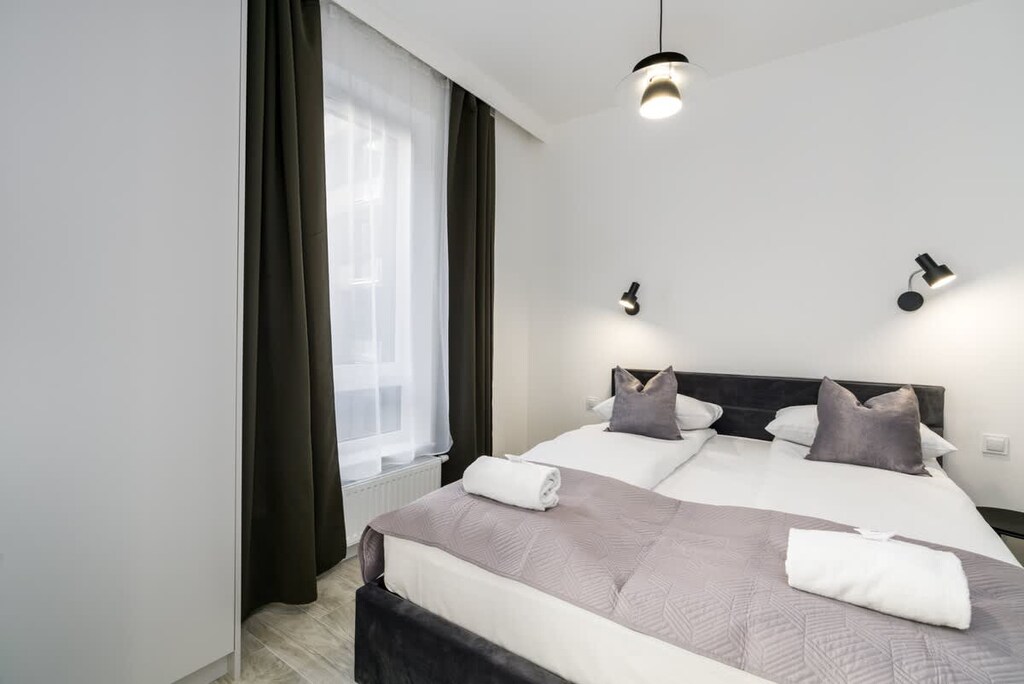 Cozy bedroom in the apartment. 