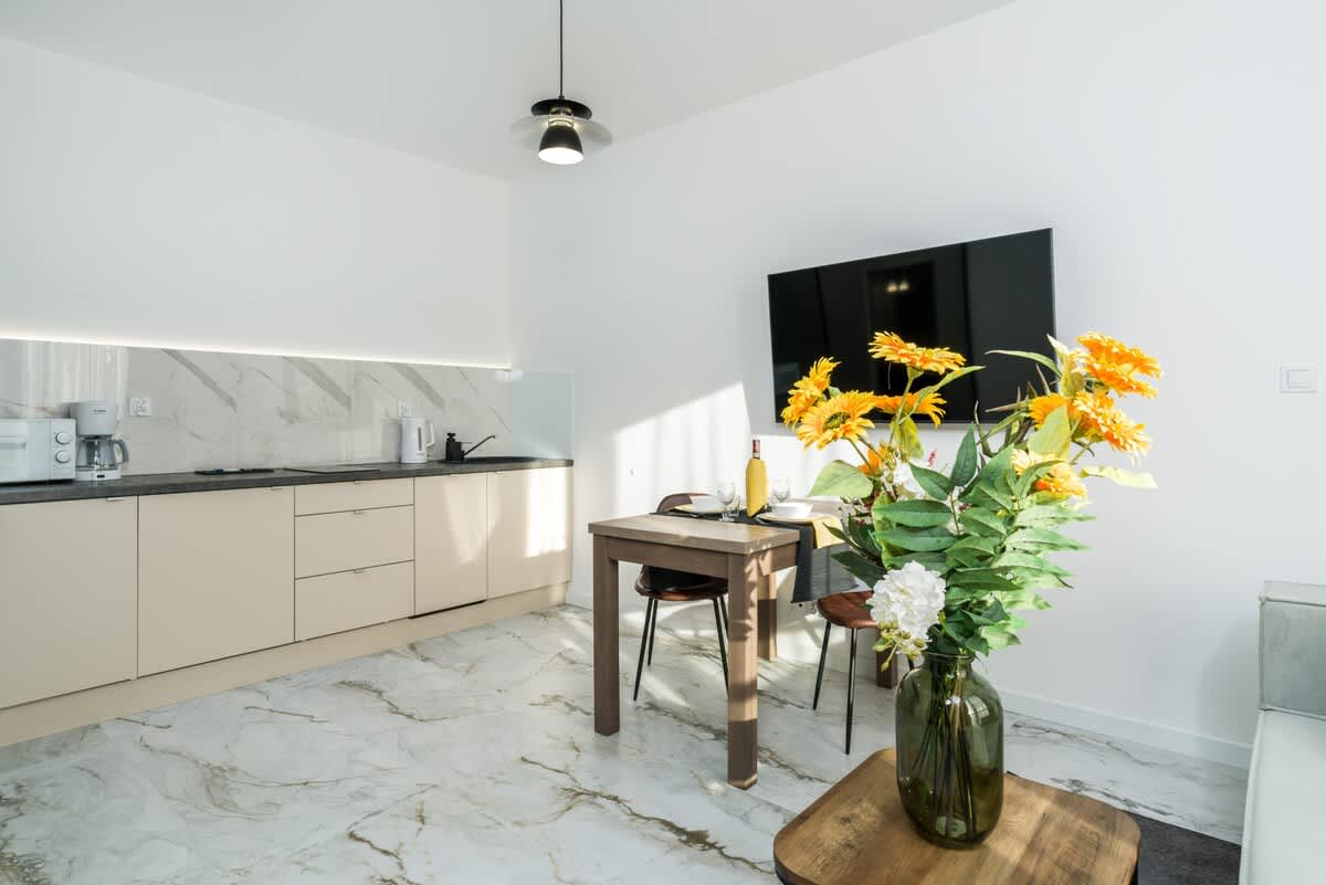 Modern TV in the apartment. 