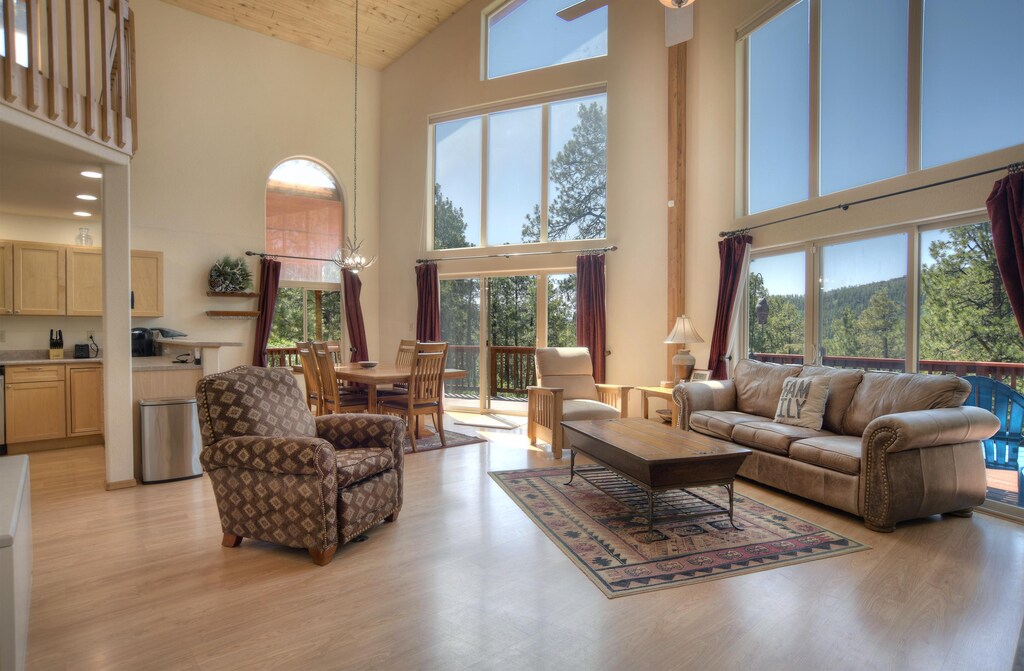 Gorgeous floor to ceiling windows in the living room 