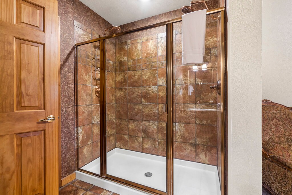 Master Bath- Double Shower with Copper Rainheads