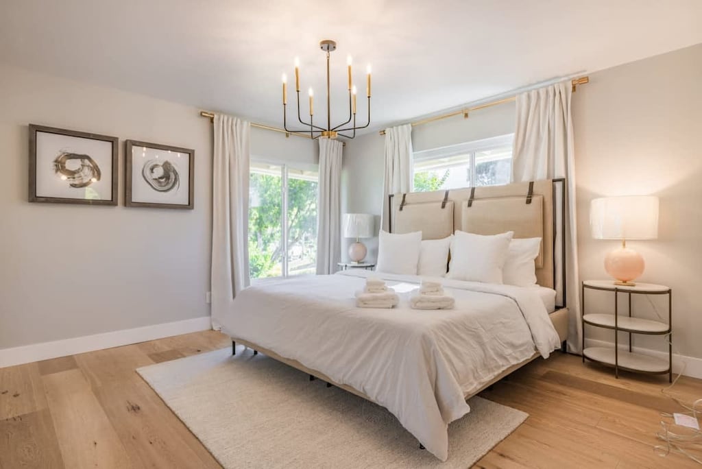 Wake up to sunshine in this airy bedroom