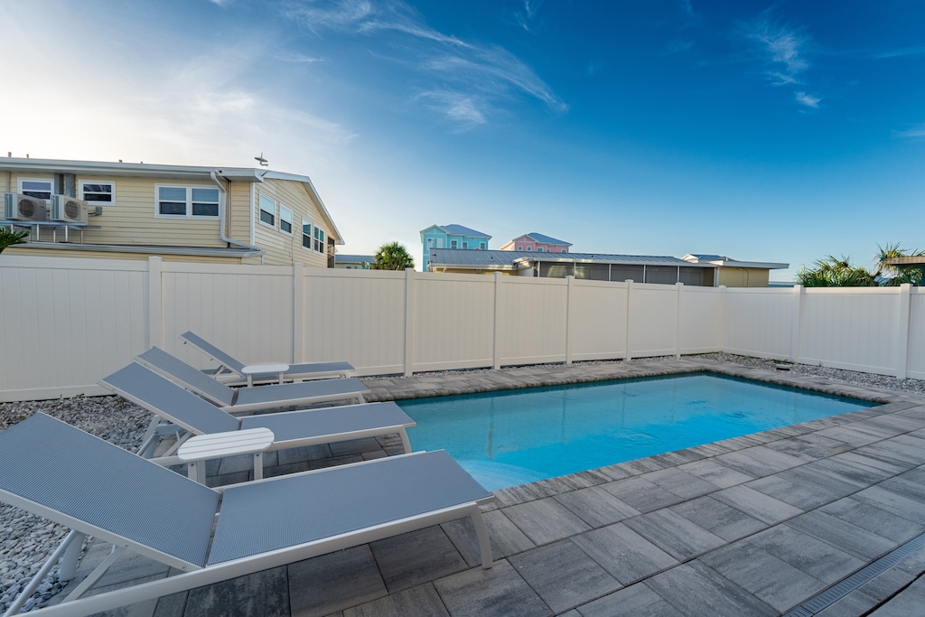 Private pool with loungers