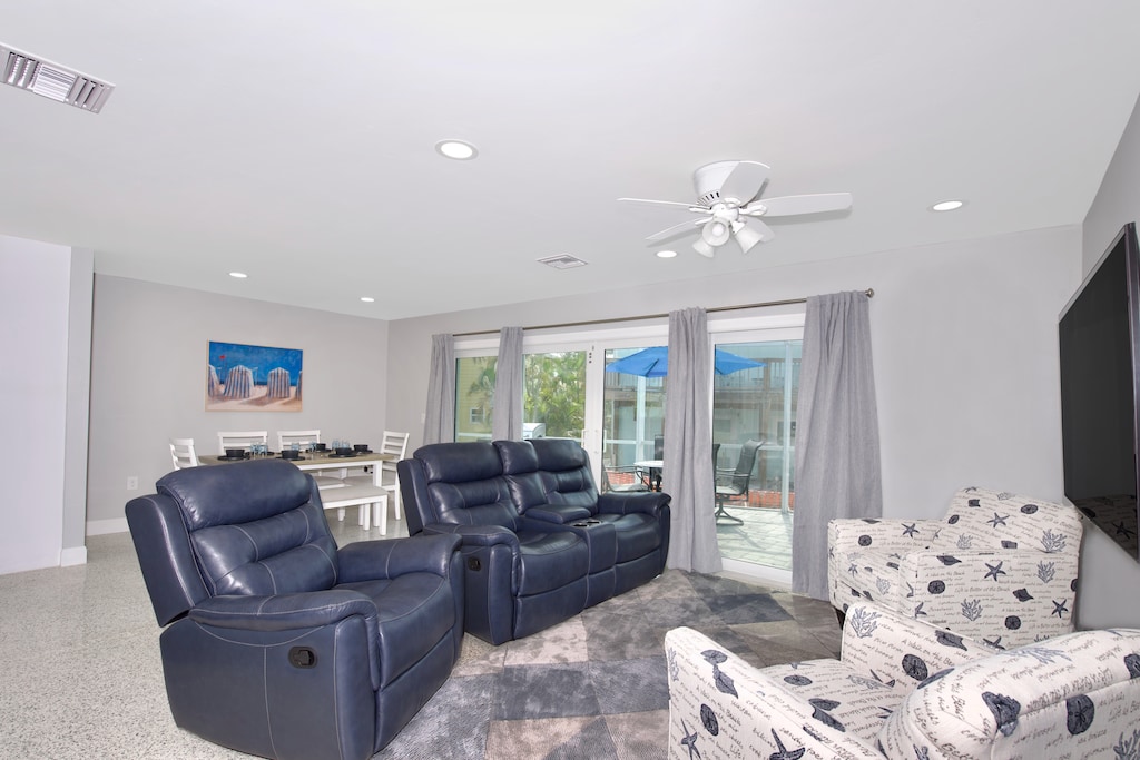 Lots of comfy seating in Living Room