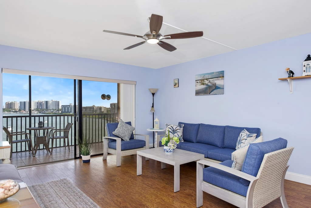 Living room with futon for sleeping