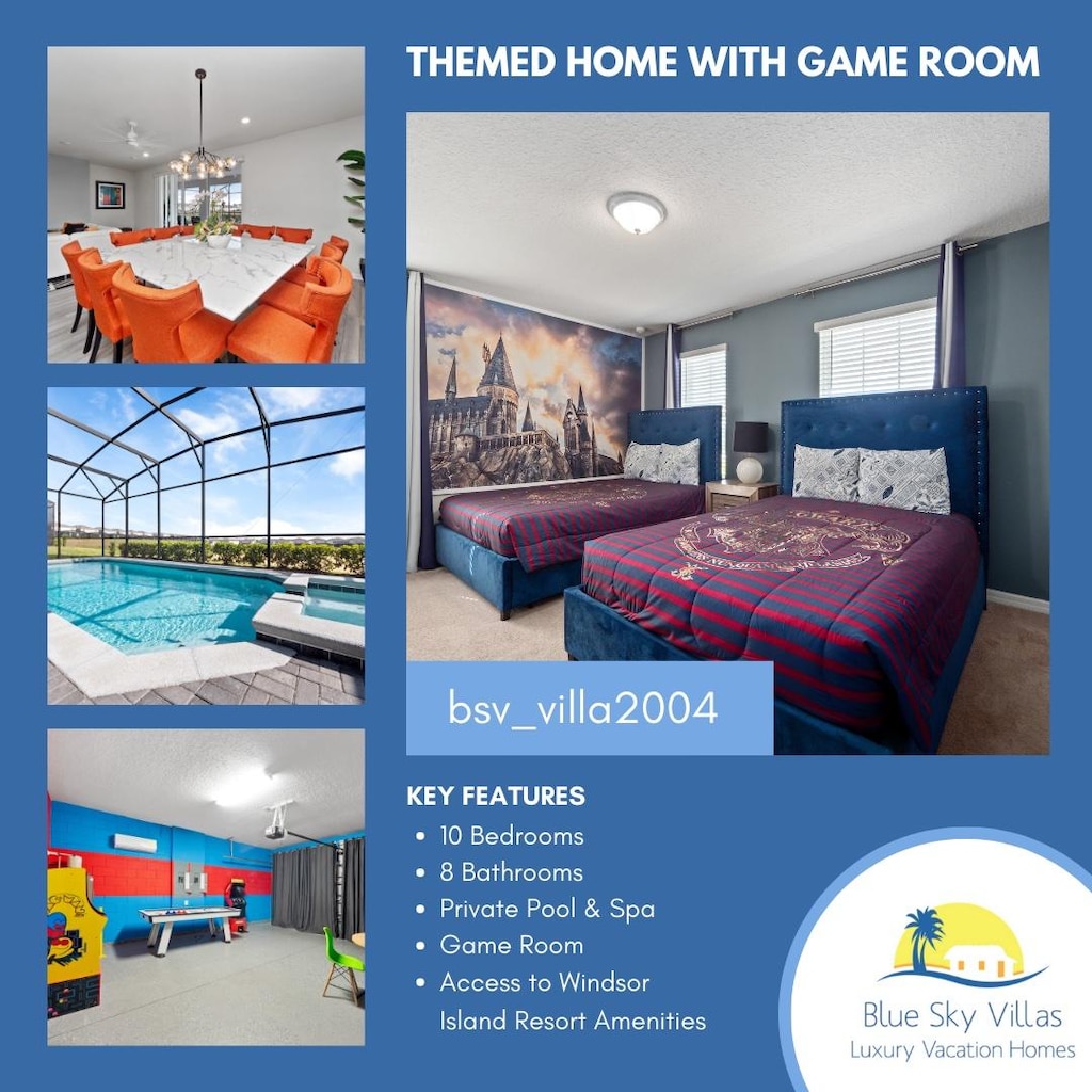 Welcome to bsv_villa2004 with Themed Bedrooms, Action Packed Game Room, Private Pool/Spa and More!