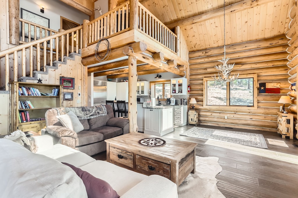 Main level living room facing the kitchen