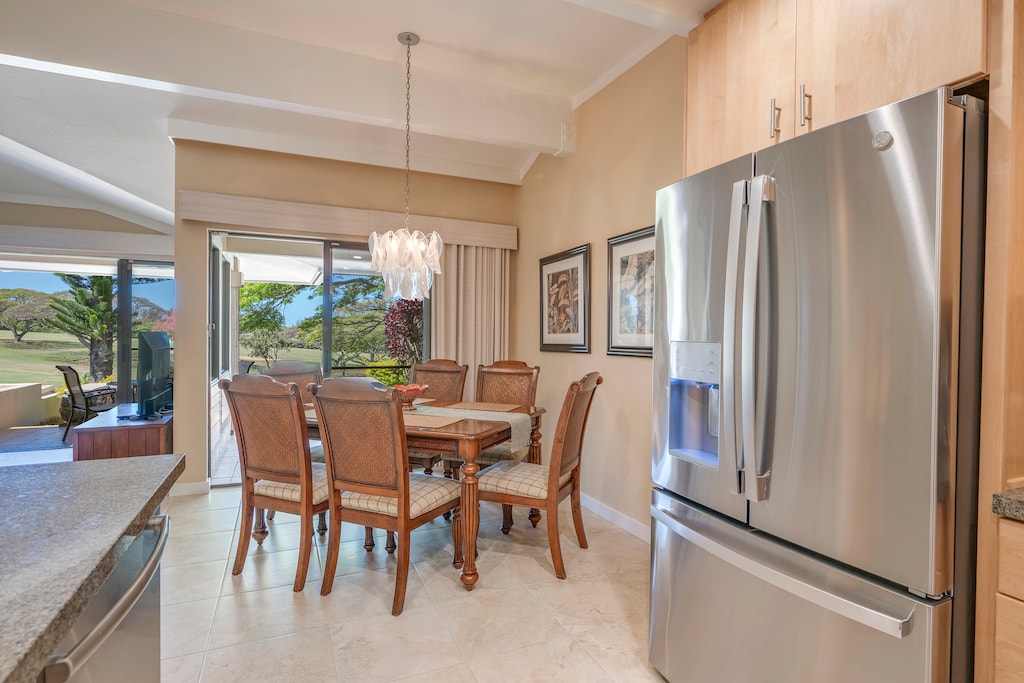 Gather around the elegant dining table for shared meals and memorable moments after a day in Kapalua.