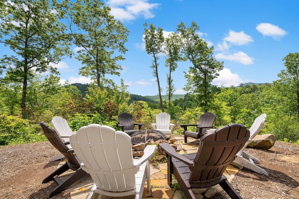 Wood-burning firepit with ample seating