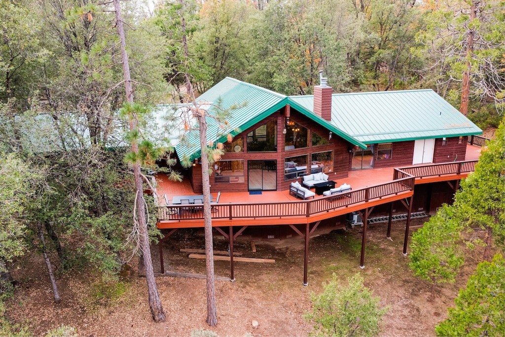 About 2000 sqft deck wraps the cabin, There is a ton of outdoor space to relax and entertain