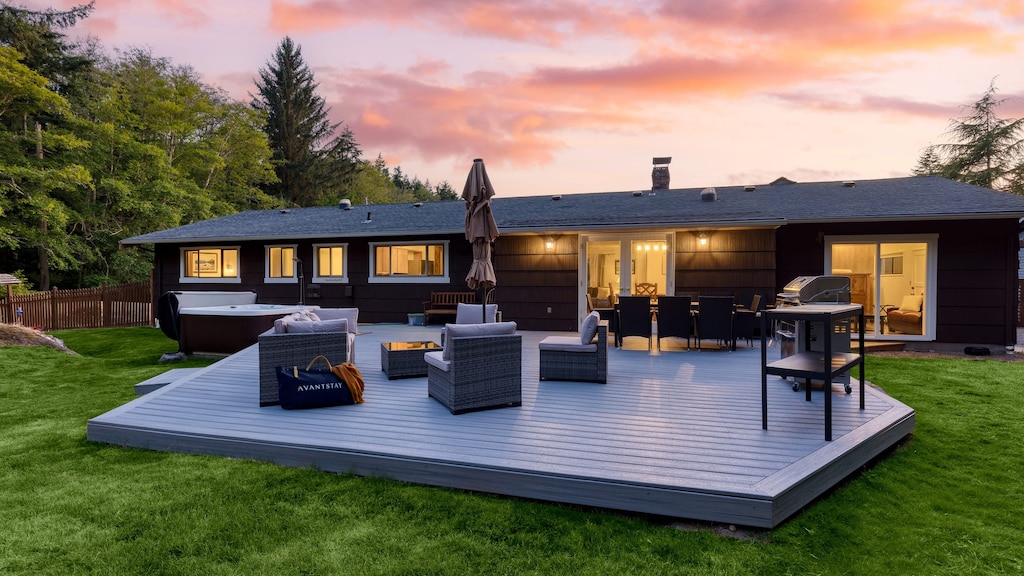 Grill and lounge deck perfect for outdoor gatherings.