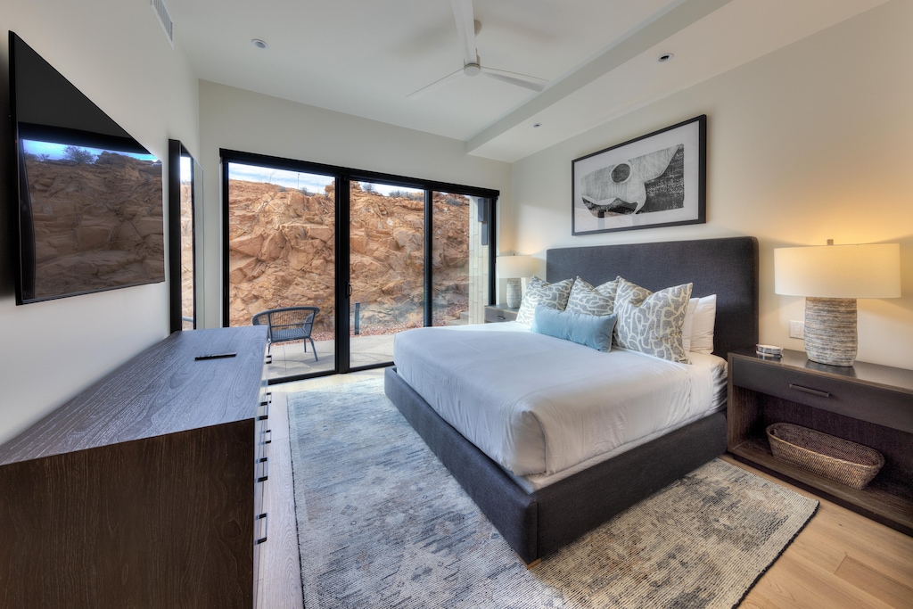 Master Suite with private patio and king bed