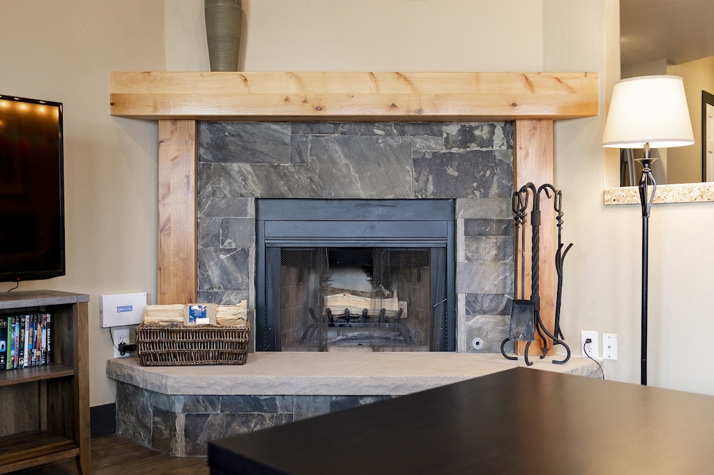 Wood burning fireplace