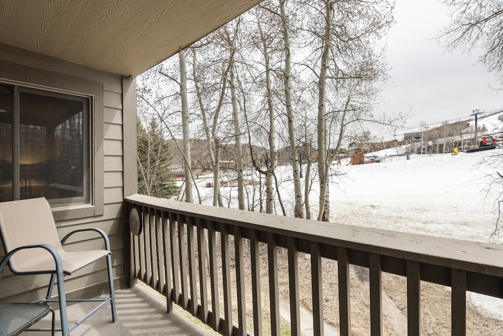 Enjoy views of the slopes from the private patio