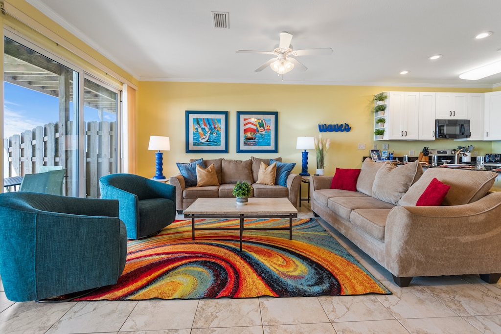 Plenty of comfy furniture for your entire group to gather