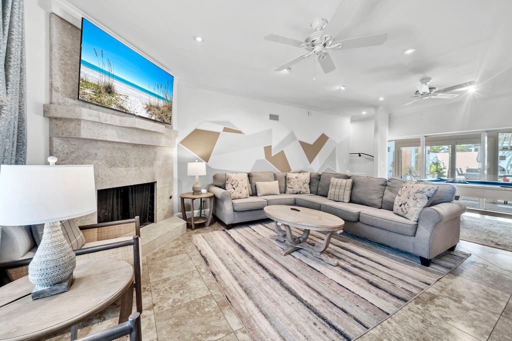 Living room with large flat screen TV