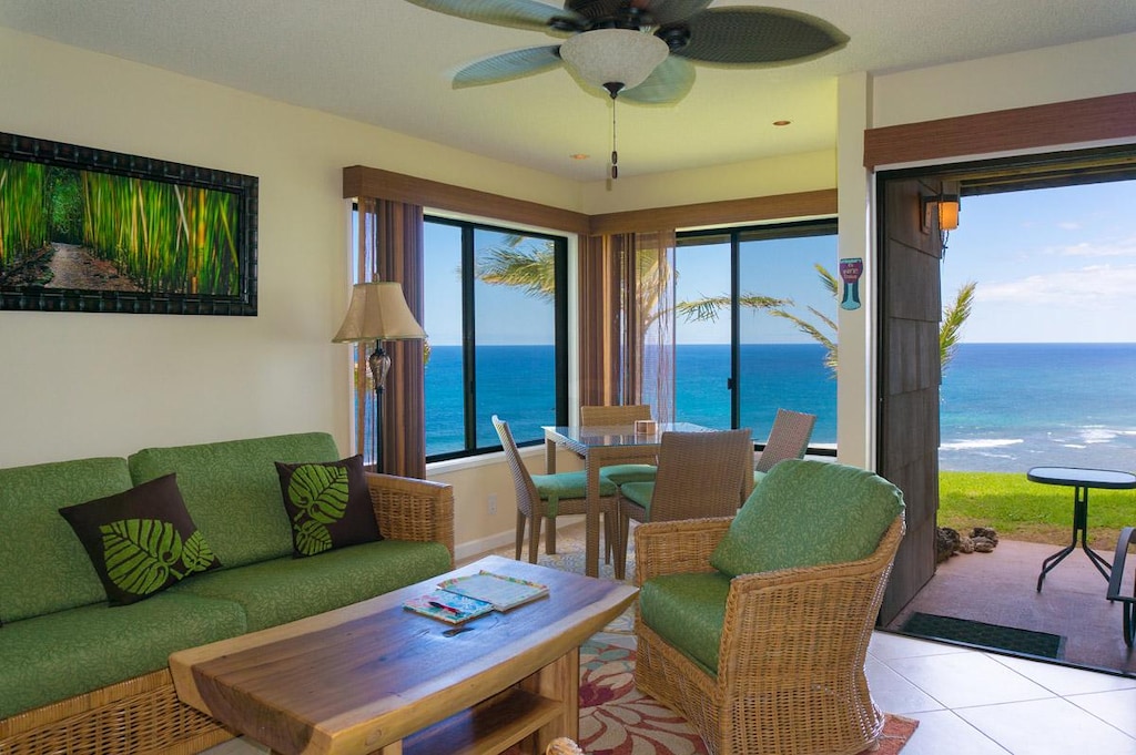 Sealodge G4 | Sealodge Kauai condos | Oceanfront views from the living room