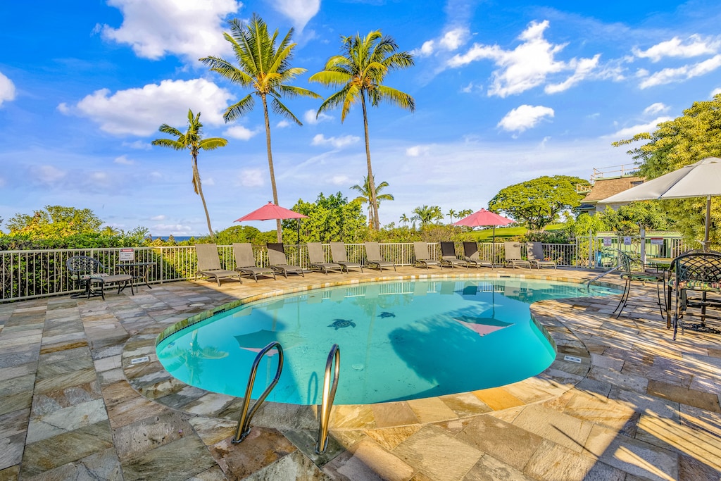 Enjoy the loungers and pool area