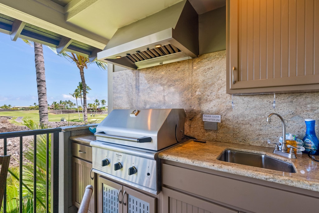 BBQ grill and sink on the lanai 