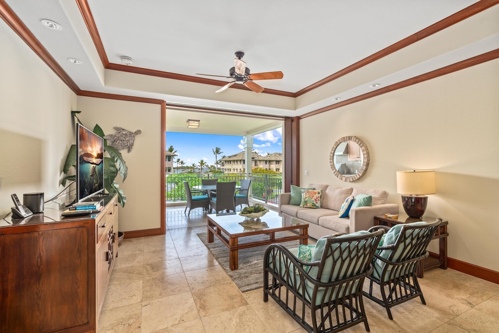 Living space opens up to the lanai