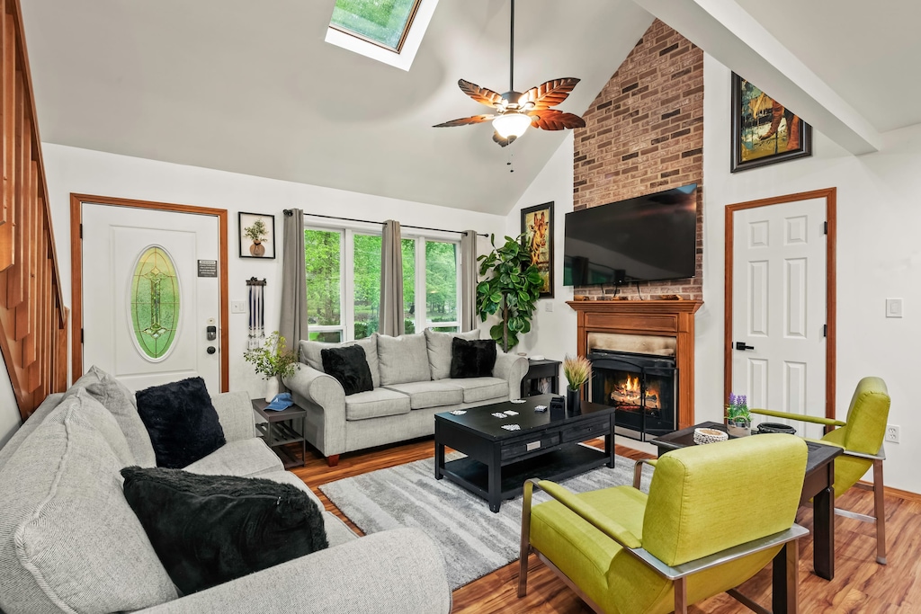 Stay warm by the fireplace.