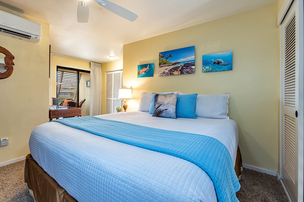 Relax on the king size bed located upstairs