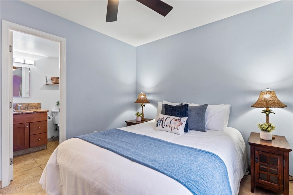 Primary bedroom with en-suite bathroom and AC