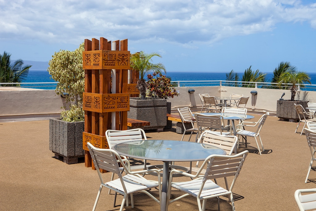 Enjoy meals at the rooftop seating area