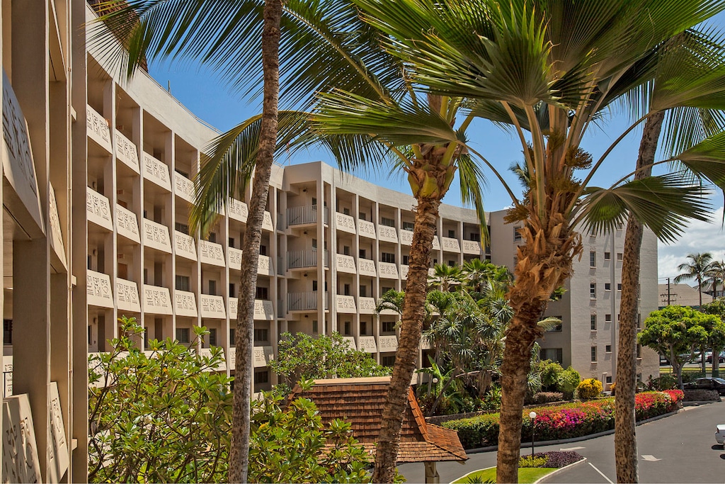 Welcoming entrance surrounded by island plants