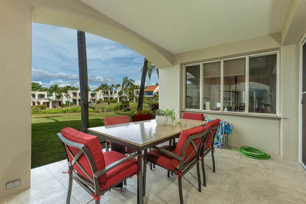 Dine al fresco style with ease of a kitchen pass through window