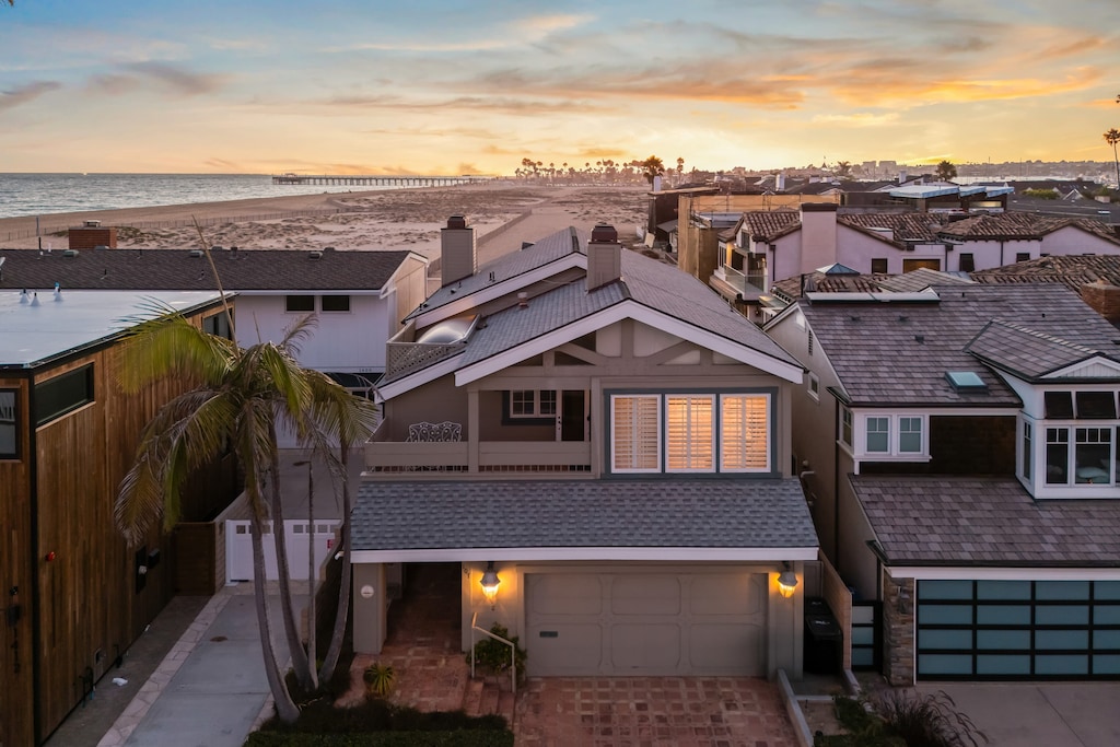Overhead shot of the home just steps from the beach.