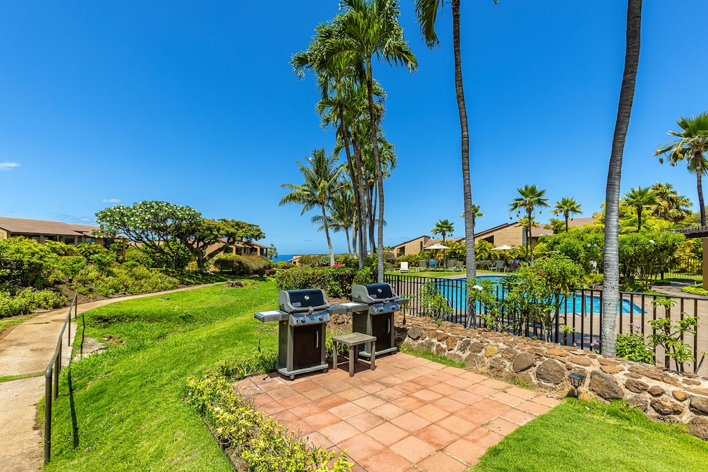 Enjoy casual outdoor meals surrounded by Maui greenery
