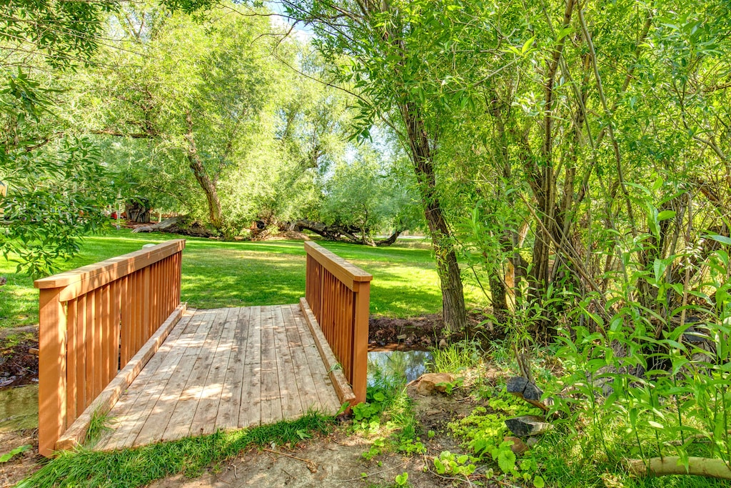 A bridge crossing the small stream at Timber Wolf.