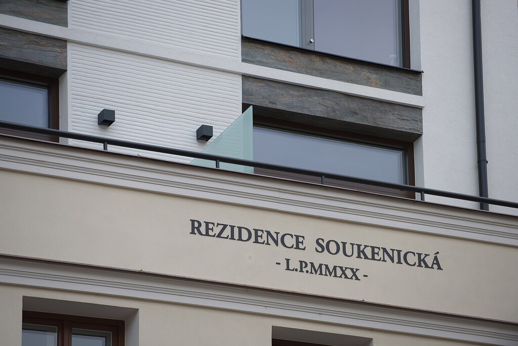 Exterior view of the apartment building