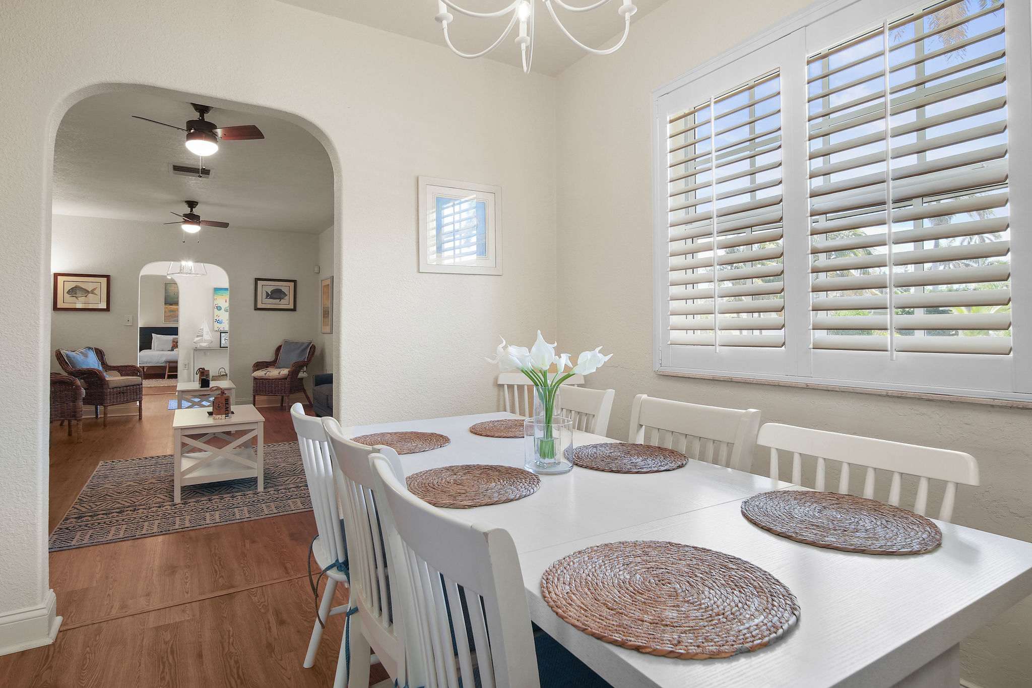 Bright and airy dining space perfect for family meals, with a seamless flow into the cozy living area.