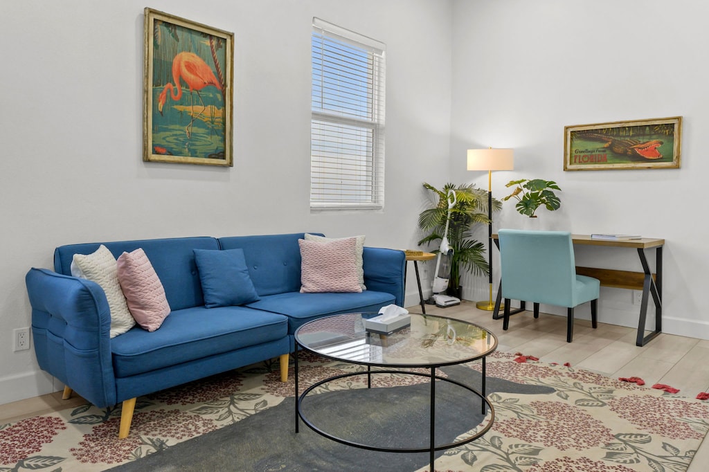 Step into sunshine! Our bright and cheerful living space is the perfect spot to kick back, relax, and let the good times flow.