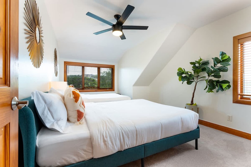 Slumber in luxury: Our bedroom invites you to unwind in the lap of comfort, with a sumptuous bed and smooth, soft linens. Sleep like royalty in this dreamy sanctuary.