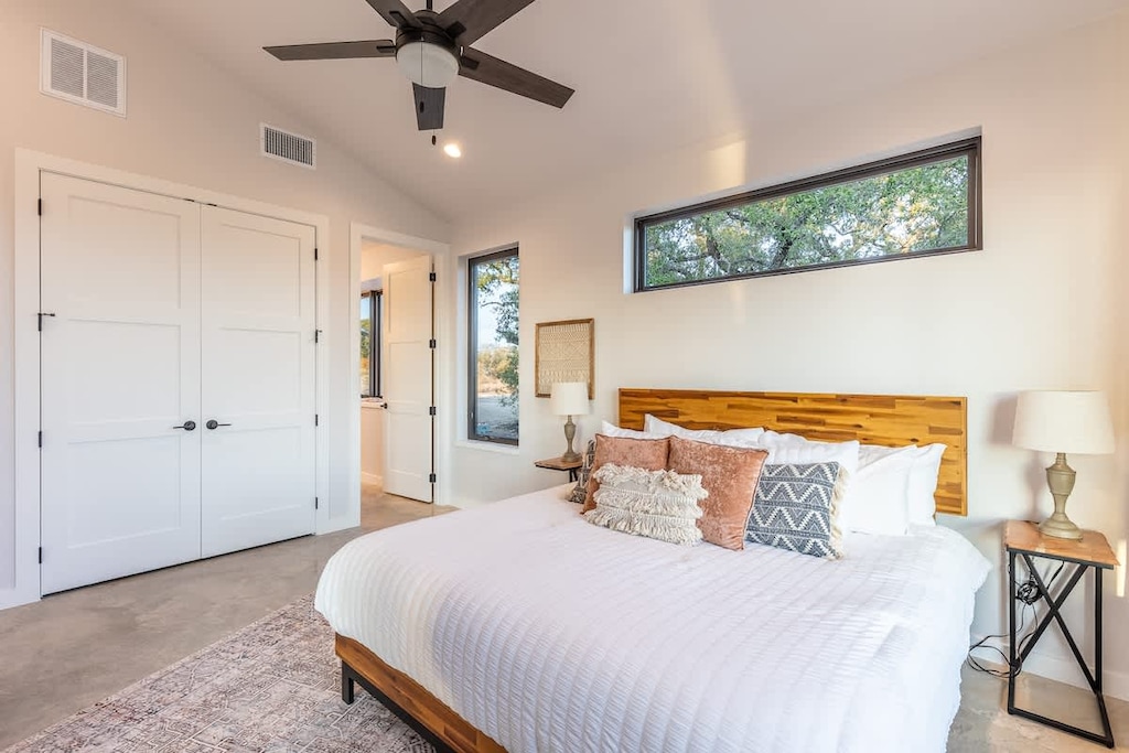 Bedroom one boasts a king bed.