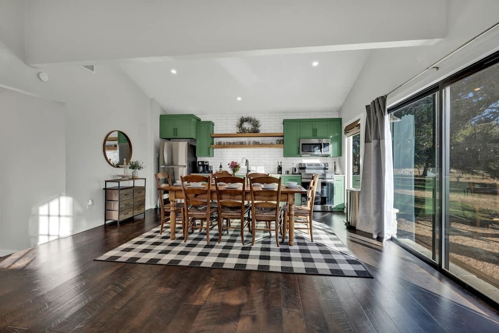 Spacious open concept kitchen and dining room.