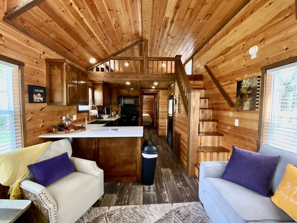 Cozy but spacious living room and kitchen