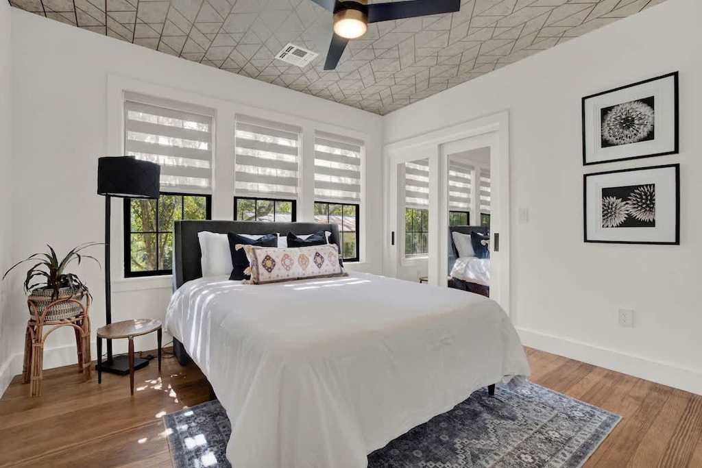 Bedroom one offers a comfortable king bed.