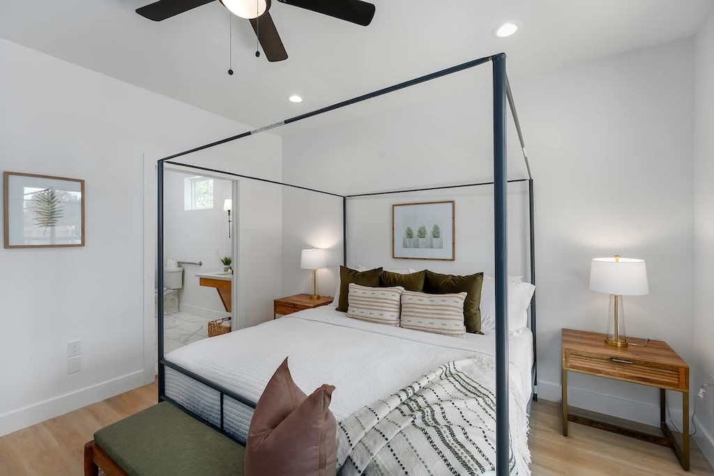 Bedroom one offers a king bed with en-suite bathroom.