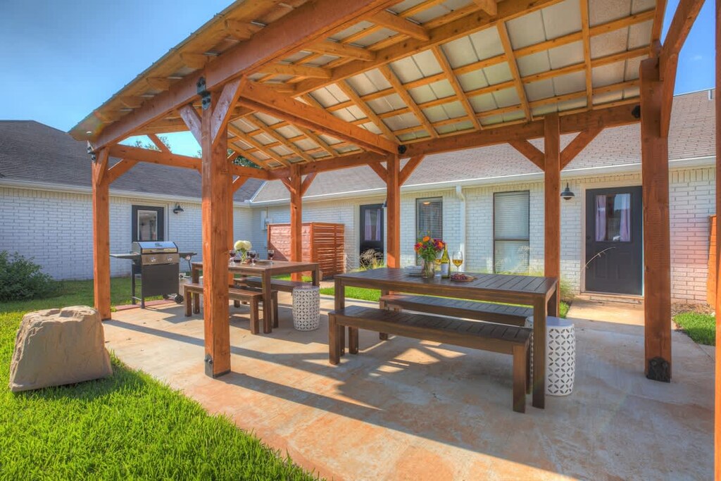 Shared backyard oasis.