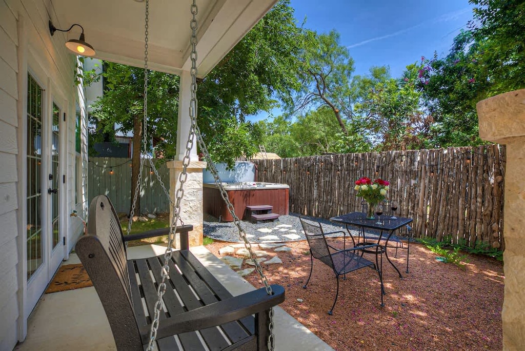 Kick your feet up on the porch swing.