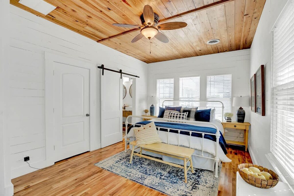 Main home offers a spacious master bedroom.