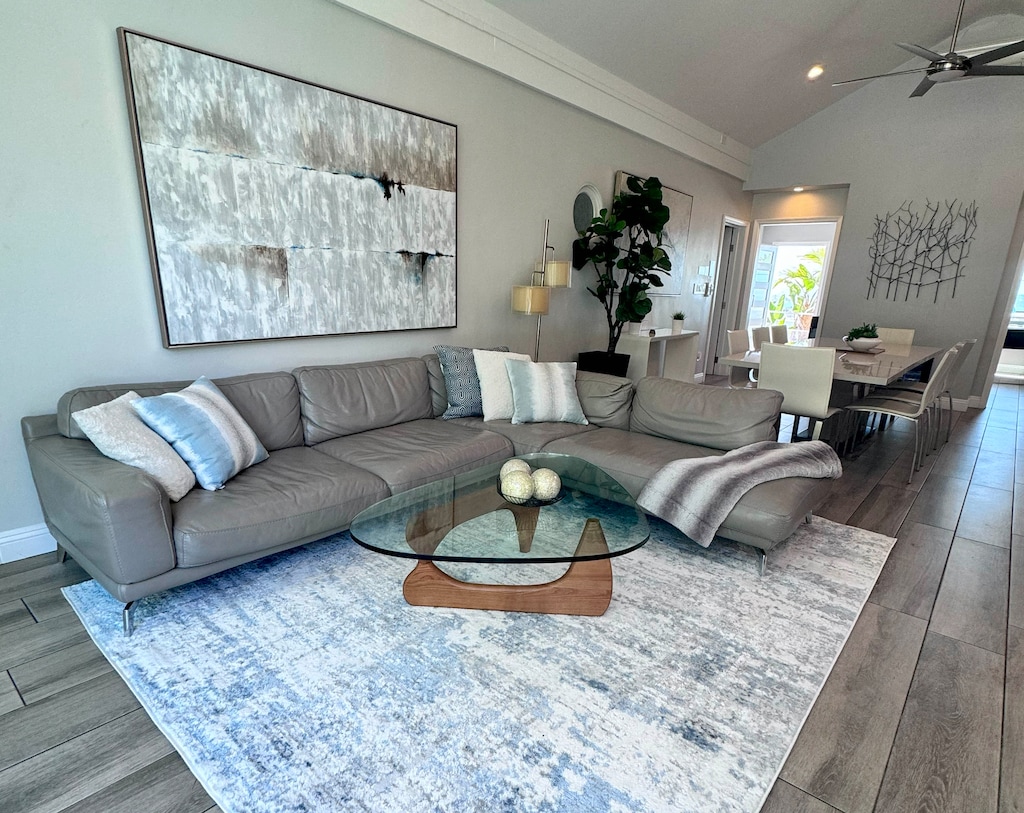 The spacious open floor plan offers effortless flow for comfortable living, dining, and entertaining.