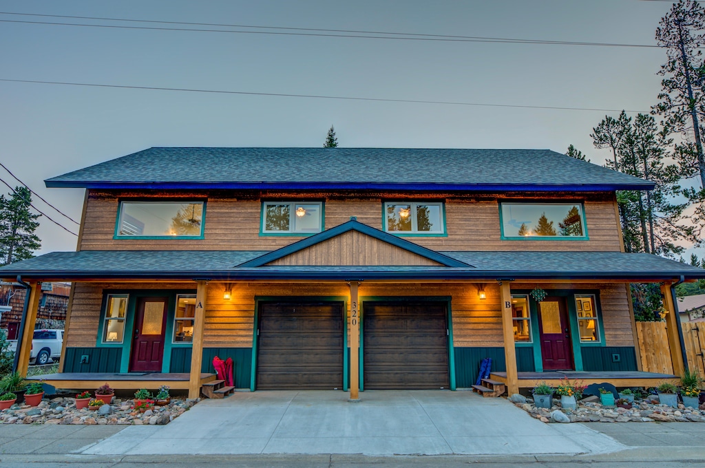 Exterior with porch and parking space on the right side of house